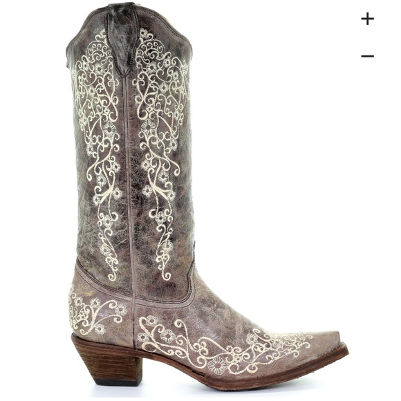 Corral Women's Crater with Bone Embroidery Western Boots - Snip Toe - Picture 1 of 8